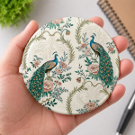 Pin Button Motif Peacock Floral Digital Pattern Size 75mm
